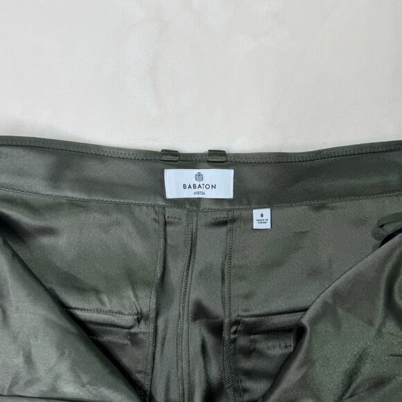 Aritzia Babaton Outgoing Satin Cargo Pants Relaxed Olive Green Women’s 8 Utility - Picture 15 of 16